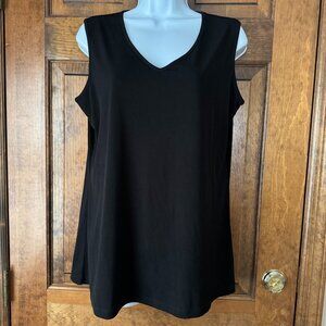 Susan Graver Black V-Neck Tunic Style Tank Petite Medium